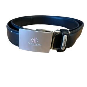 Paolo Scali Firenze Italy Black Leather Belt,  Buckle & Keeper P.A.T.P. 97-4608